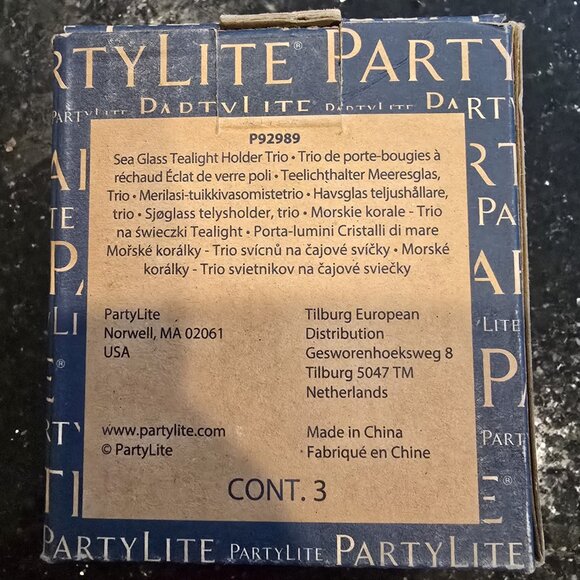 PartyLite Sea Glass Tealight Holder Trio - NEW in Box - Picture 2 of 3